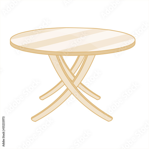 wooden round table isolated illustration