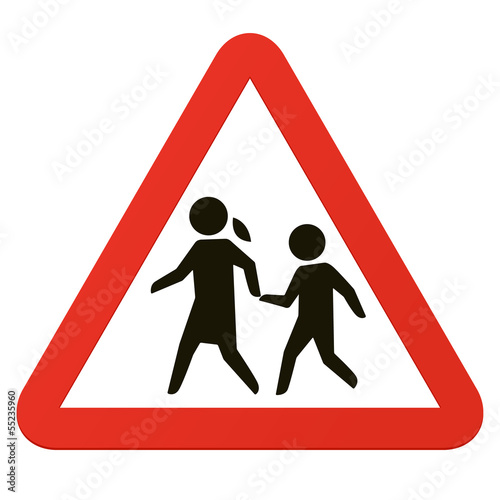 School sign, roadsign with warning for crossing children