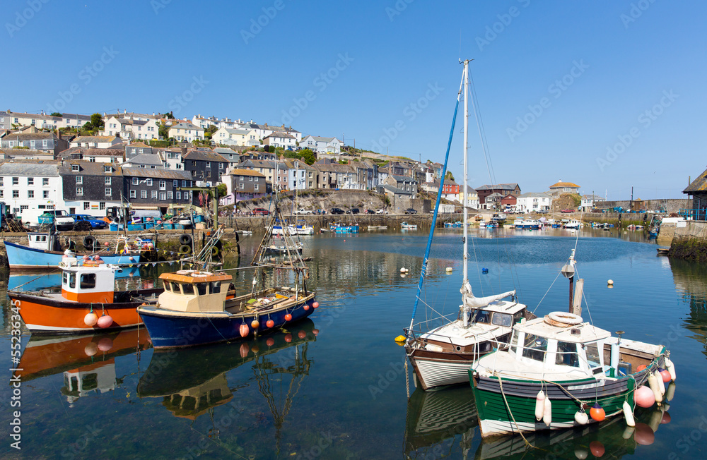 Mevagissey Cornwall England boats in the harbour