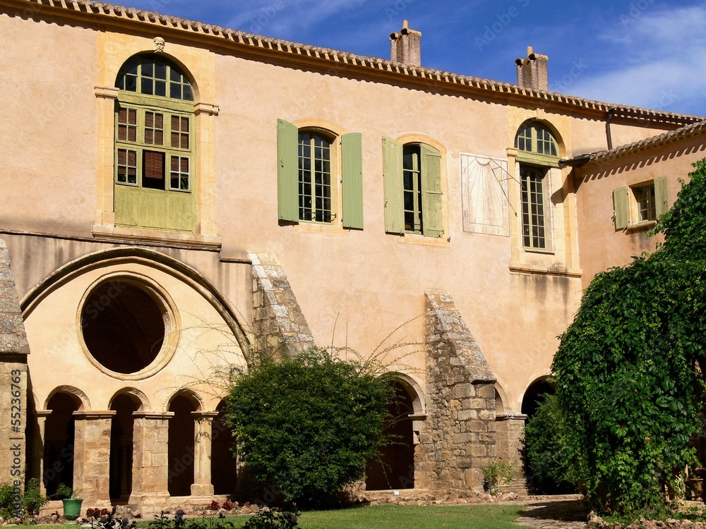 Side of cloister of Cistercian Abbey Valmagne, Hérault, France