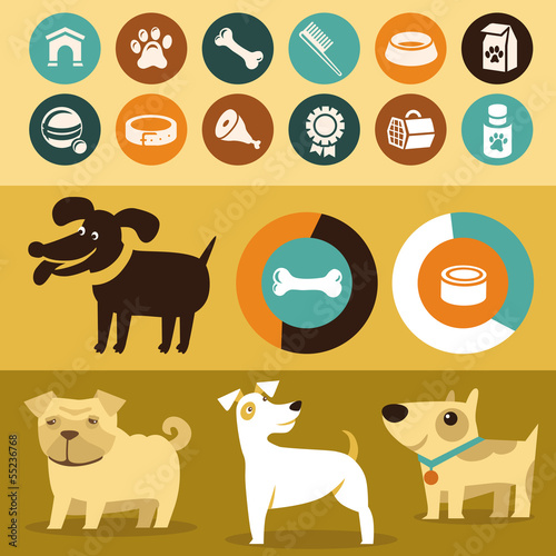 Vector set of infographics elements - dogs
