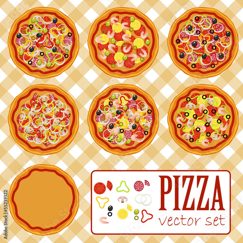 vector pizza set