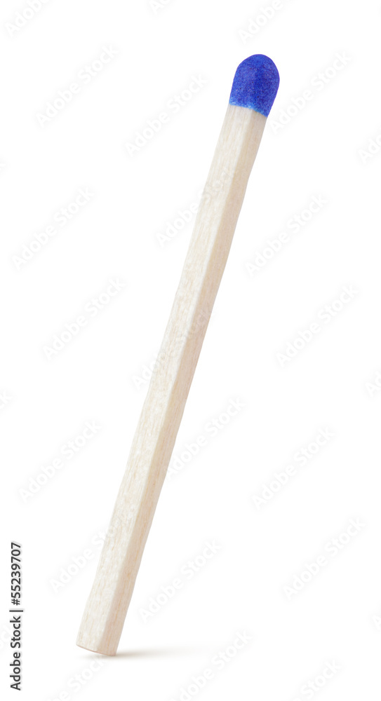 Closeup of blue match isolated on white with clipping path Closeup of blue match isolated on white with clipping path