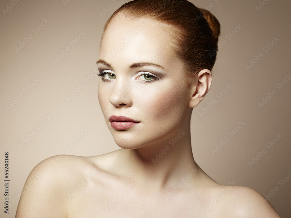 Beautiful young woman with bright make-up and manicure Beautiful young woman with bright make-up and manicure
