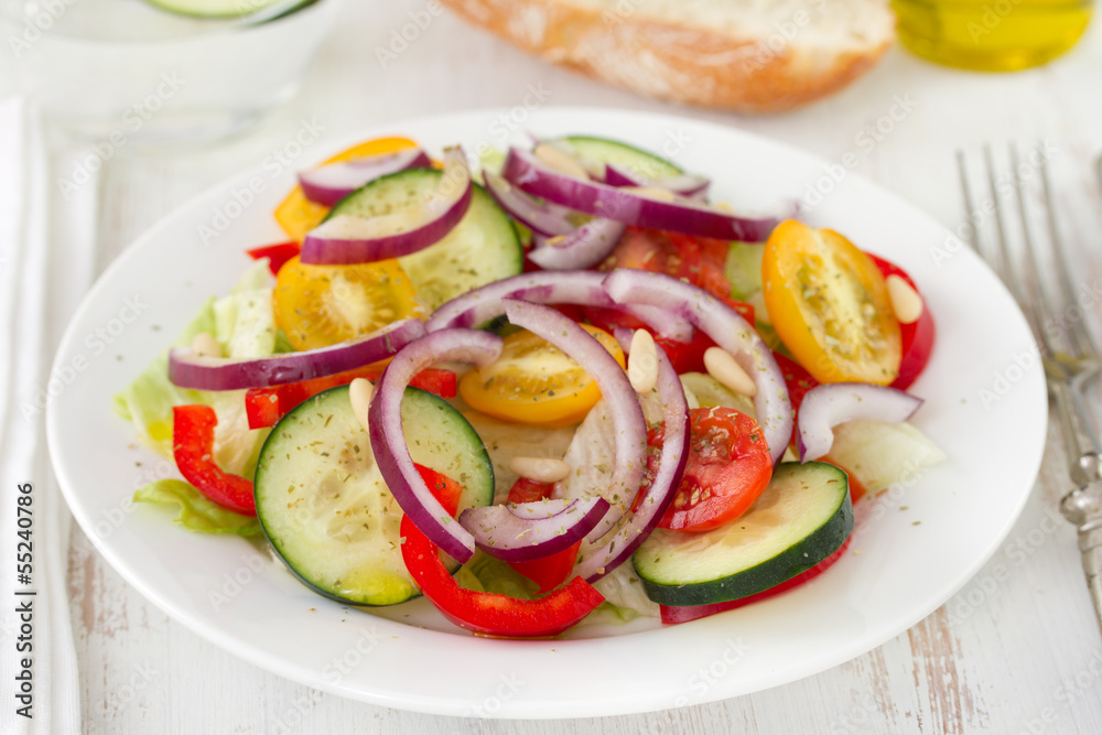 vegetable salad on white plate vegetable salad on white plate
