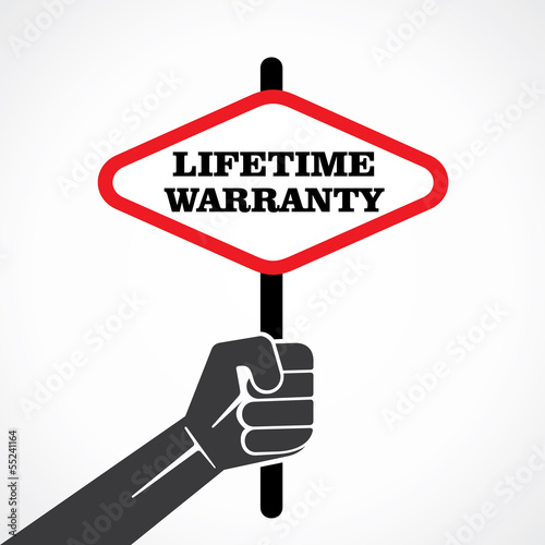 lifetime warranty word banner hold in hand stock vector