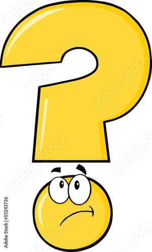 Yellow Question Mark Cartoon Character Thinking