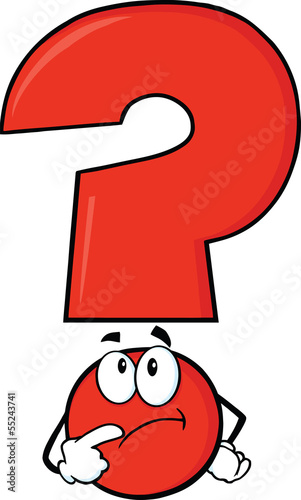 Red Question Mark Character Thinking