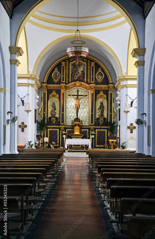 interior of the church of  Mudejar style in Frigiliana, Malaga