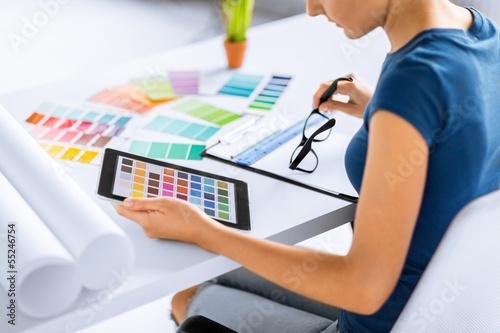 woman working with color samples for selection