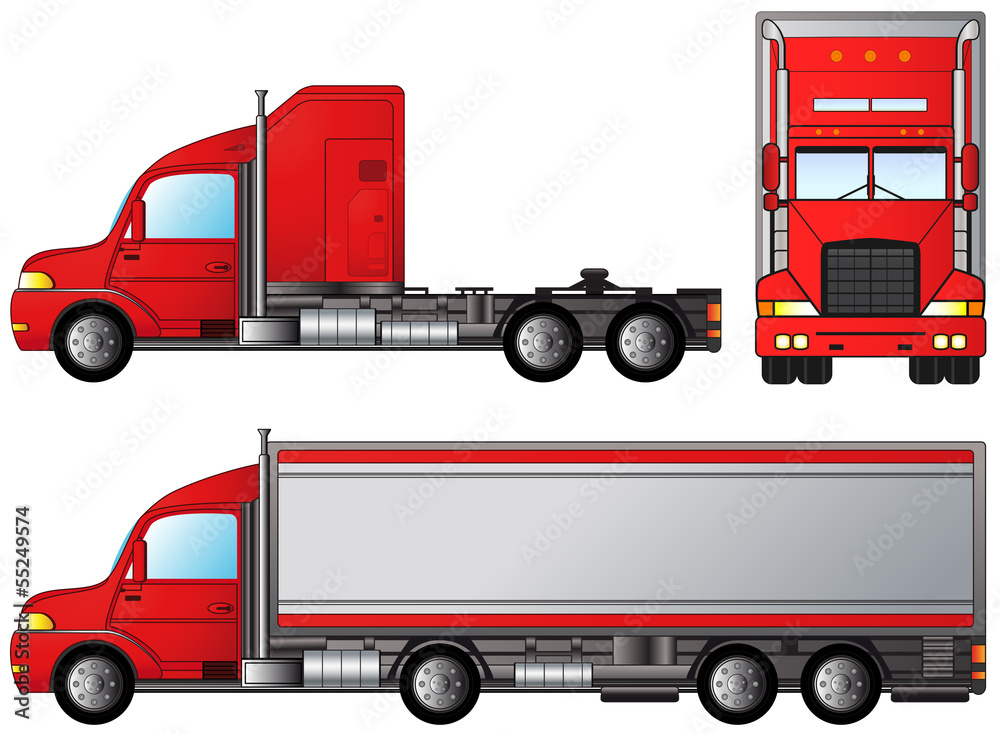 set big american truck on white background set big american truck on white background