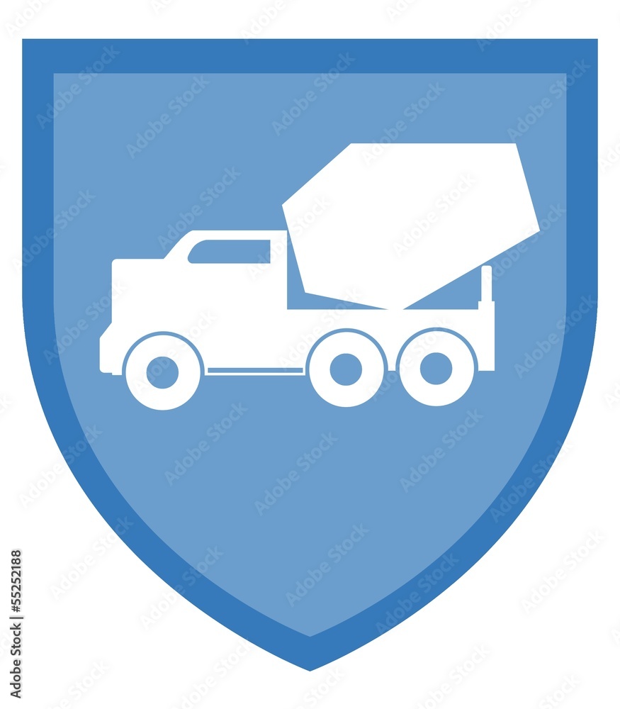 Camion bétonnière ou toupie dans un blason