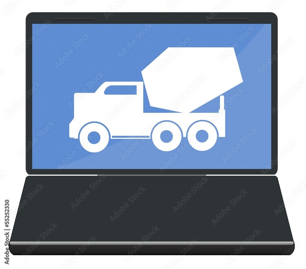 Camion bétonnière ou toupie dans un ordinateur portable Stock Illustration  | Adobe Stock