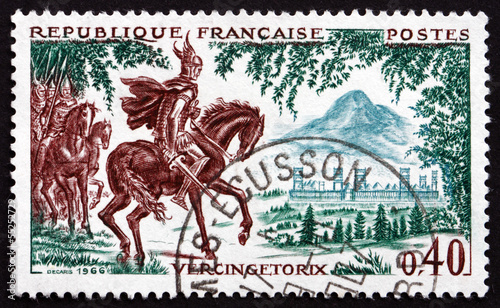 Fotografie, Obraz Postage stamp France 1966 Vercingetorix at Gergovie, 52 B.C.