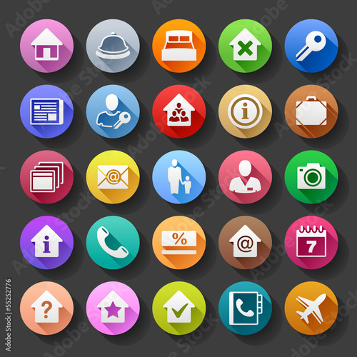 Flat style hotel icons