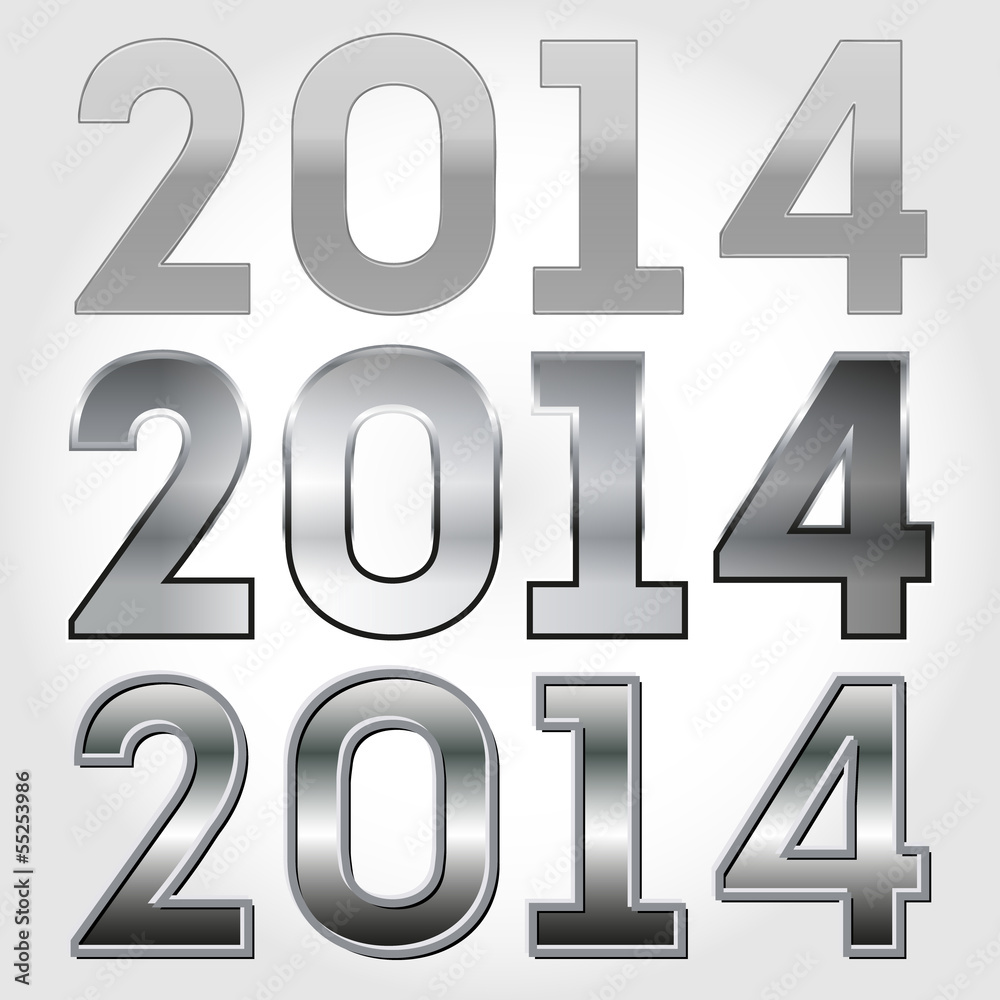 New year number 2014 calendar silver New year number 2014 calendar silver