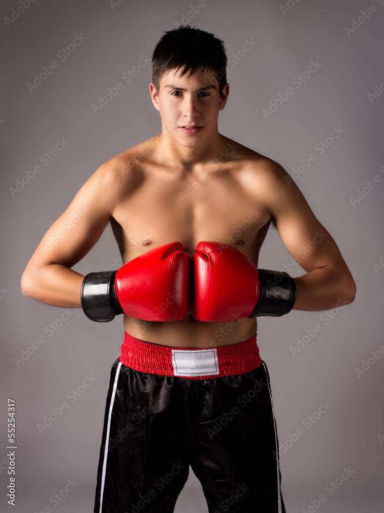 Young male kickboxer