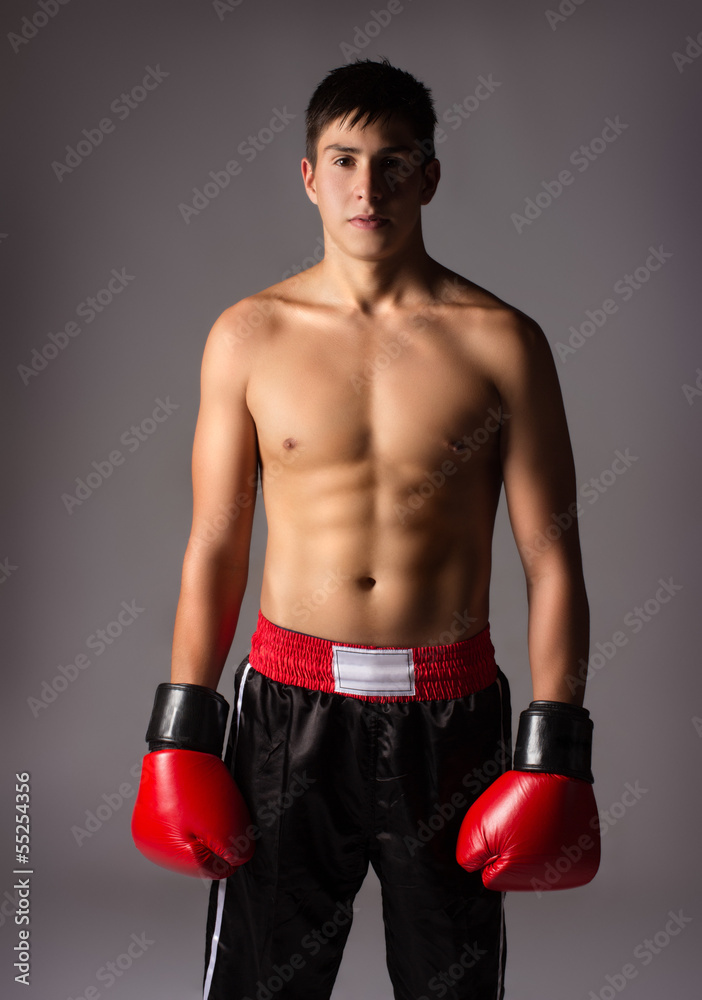 Young male kickboxer