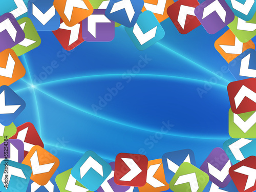 Abstract frame with colored squares border with arrows