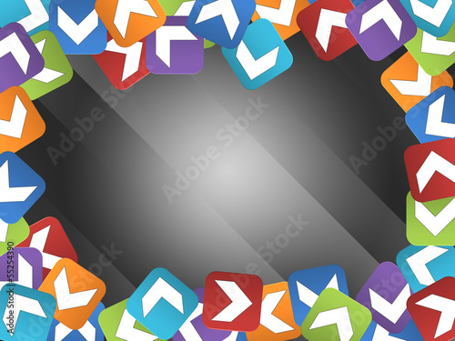 Abstract frame with colored squares border with arrows