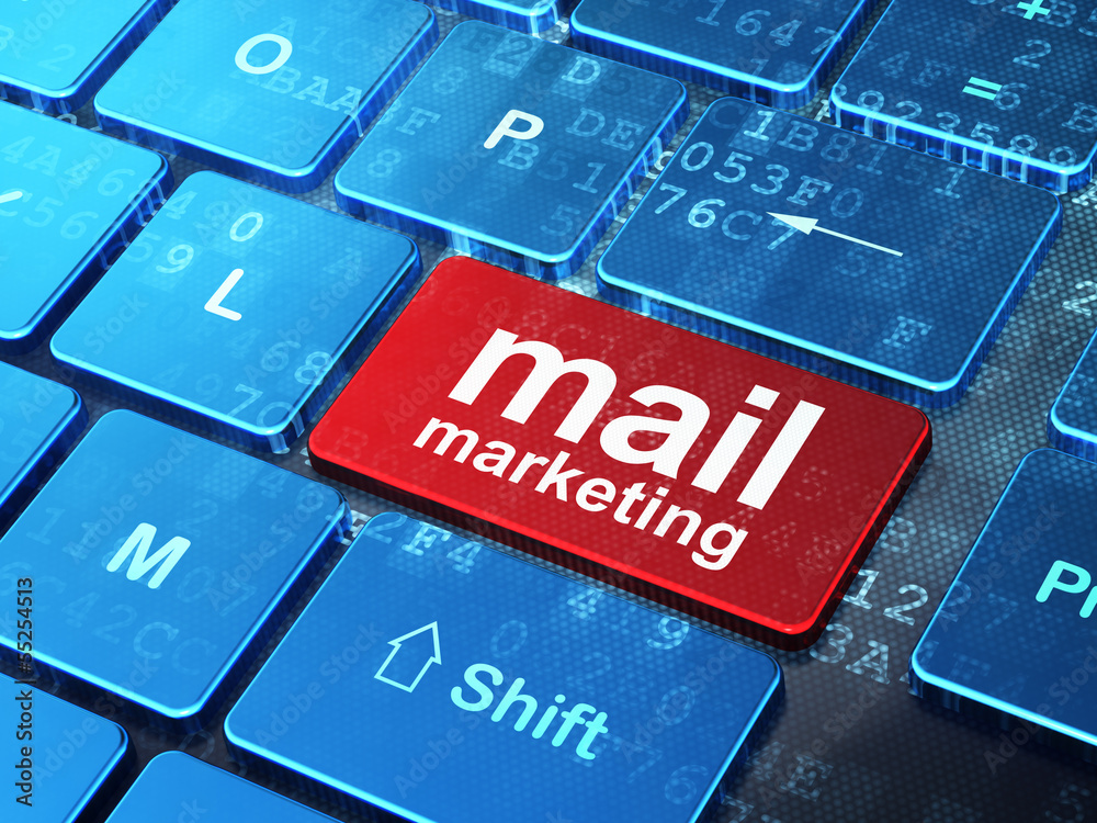 Fototapeta premium Advertising concept: Mail Marketing on computer keyboard backgro