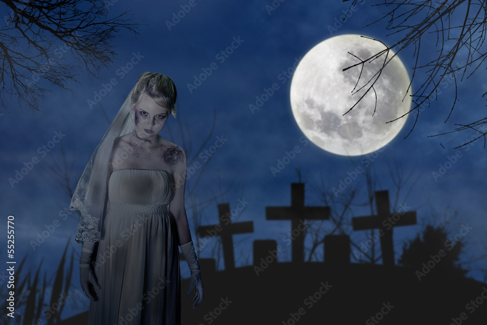 Obraz premium Creepy zombie bride
