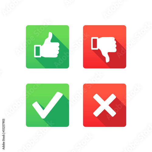 Yes, No,  Thumbs up and down icons