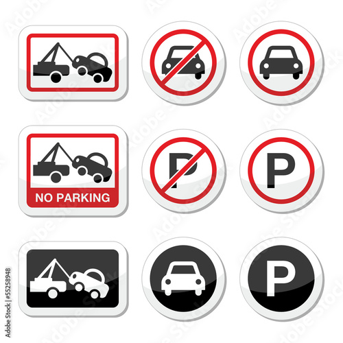 No parking, parking forbidden red and black sign