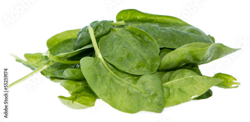 Fresh Spinach Leaves on white