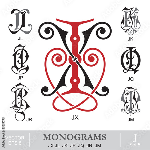 Vintage Monograms JX JL JK JP JQ JR JM