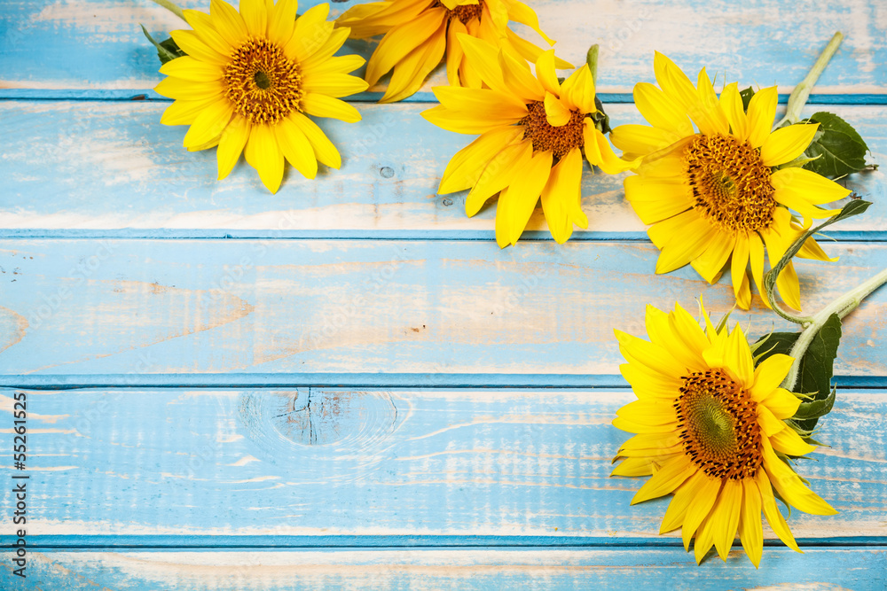 Naklejka premium Frame with sunflowers