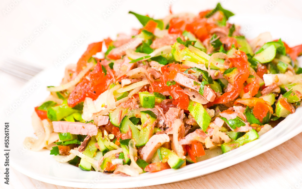 fresh salad with meat and vegetables fresh salad with meat and vegetables