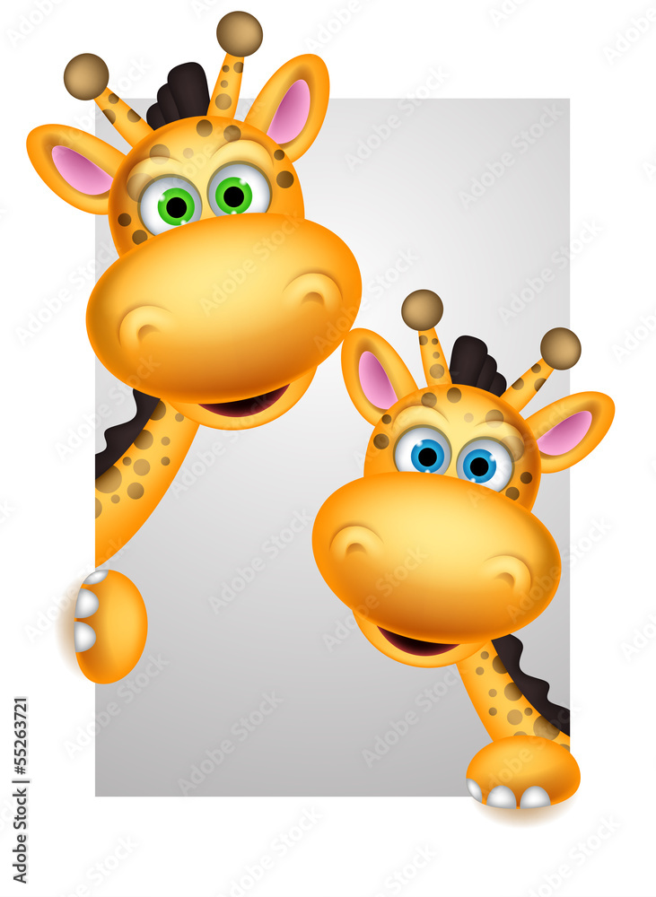 Fototapeta premium couple giraffe cartoon posing