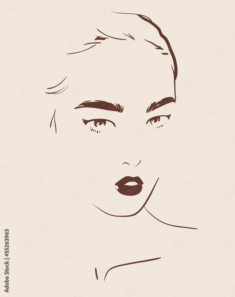beautiful woman face hand drawn beautiful woman face hand drawn