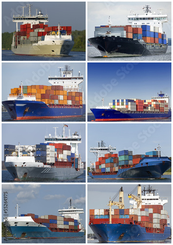 Collage von Containerschiffen