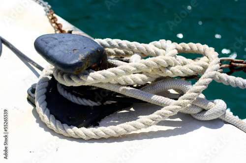 Bollard and ropes