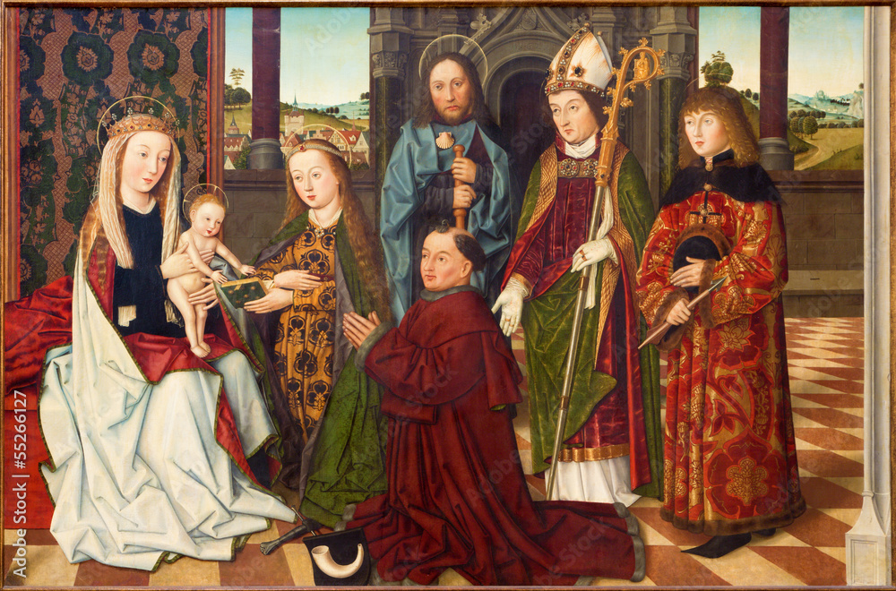 Naklejka premium Vienna - Medieval paint from year 1462 - Maria am Gestade