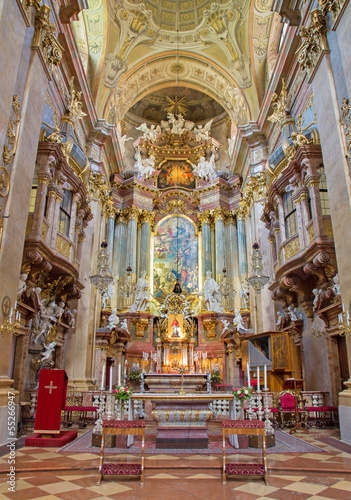 Vienna - Presbytery and main altar of baroque st. Peter church