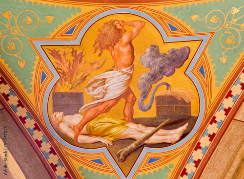 Vienna - Fresco of killing of Abel scene photo
