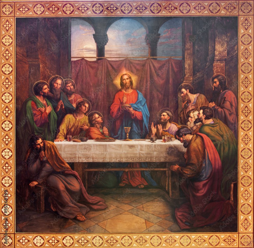 Naklejka premium Vienna - Fresco of Last supper of Christ