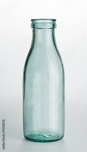 Milk bottle, empty. Isolated with clipping path