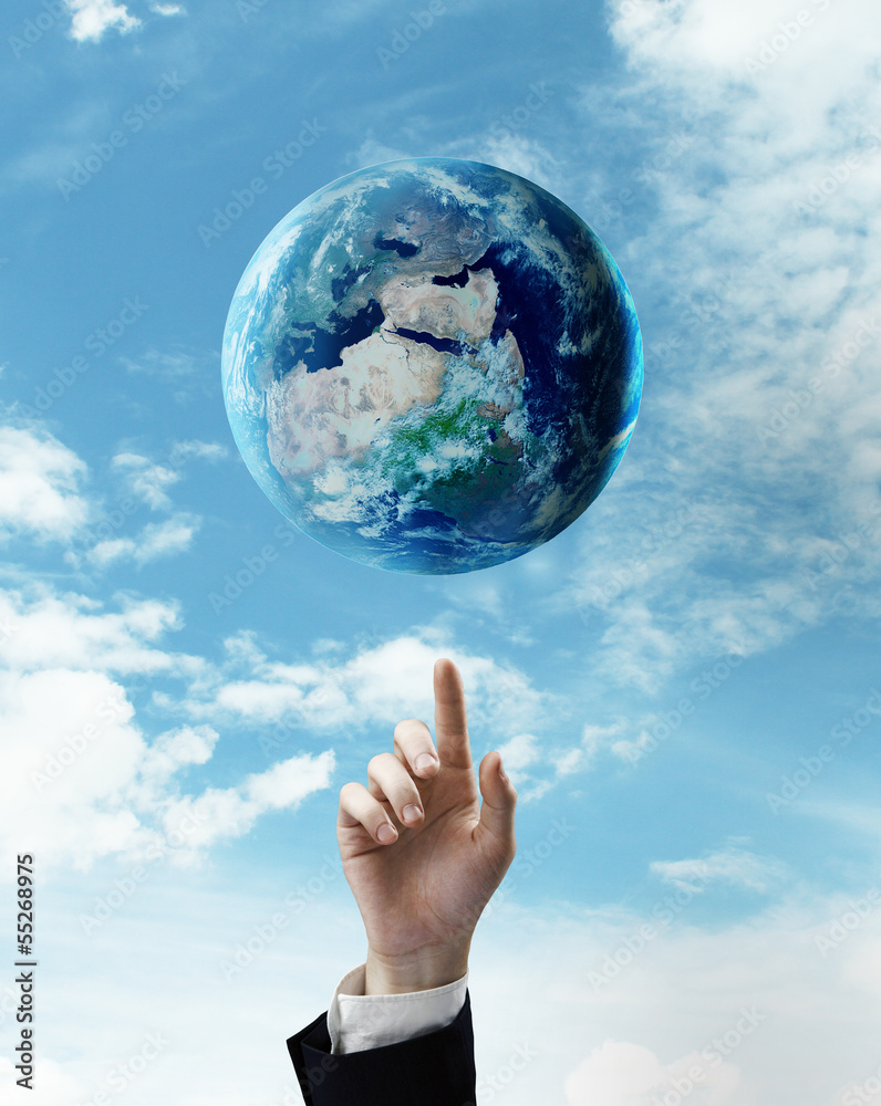 hand pushing at earth hand pushing at earth