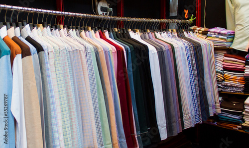 row of colorful  shirts