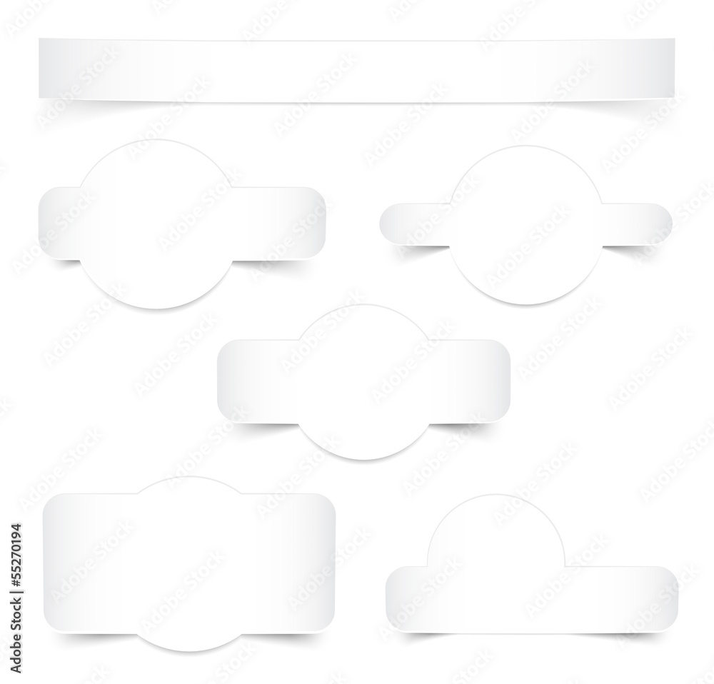 White labels and bubbles with shadows