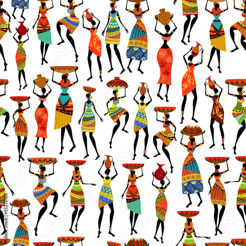 Seamless texture with African women