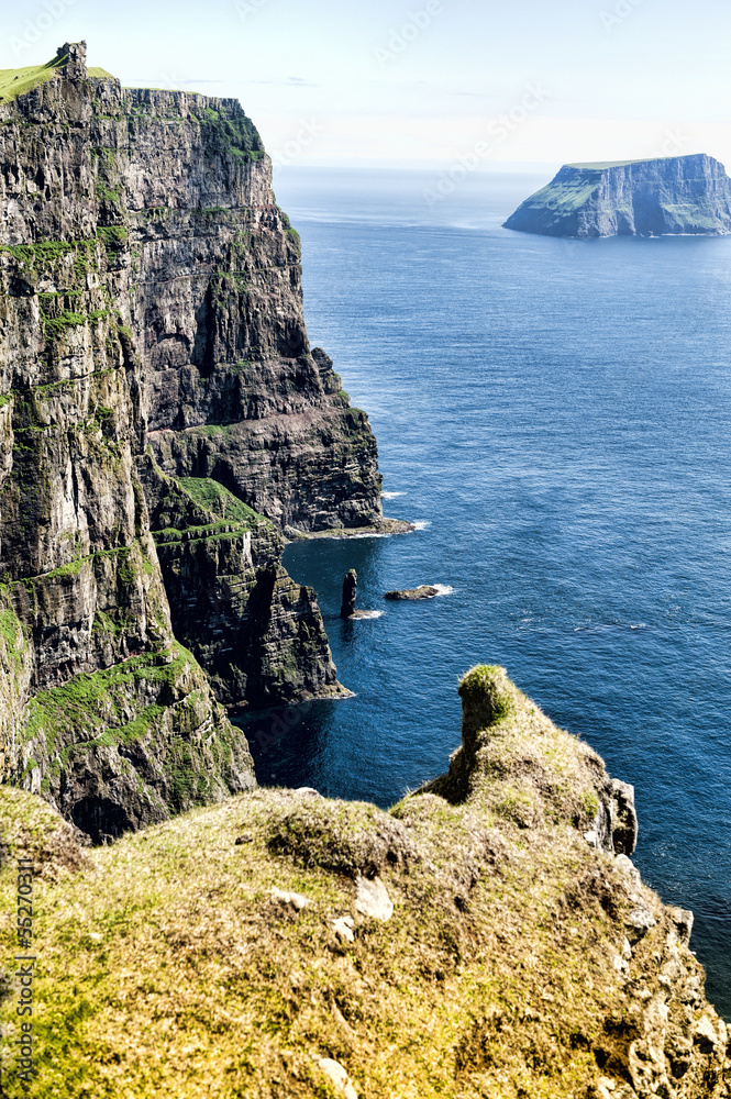 Mountain landscape in Skuvoy in the Faroe Islands