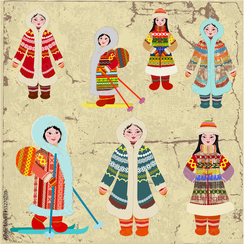 Vintage design with Eskimo women
