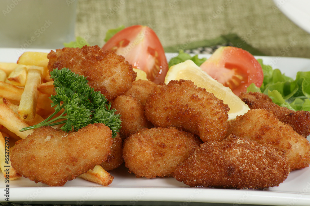 breaded scampi and chips breaded scampi and chips