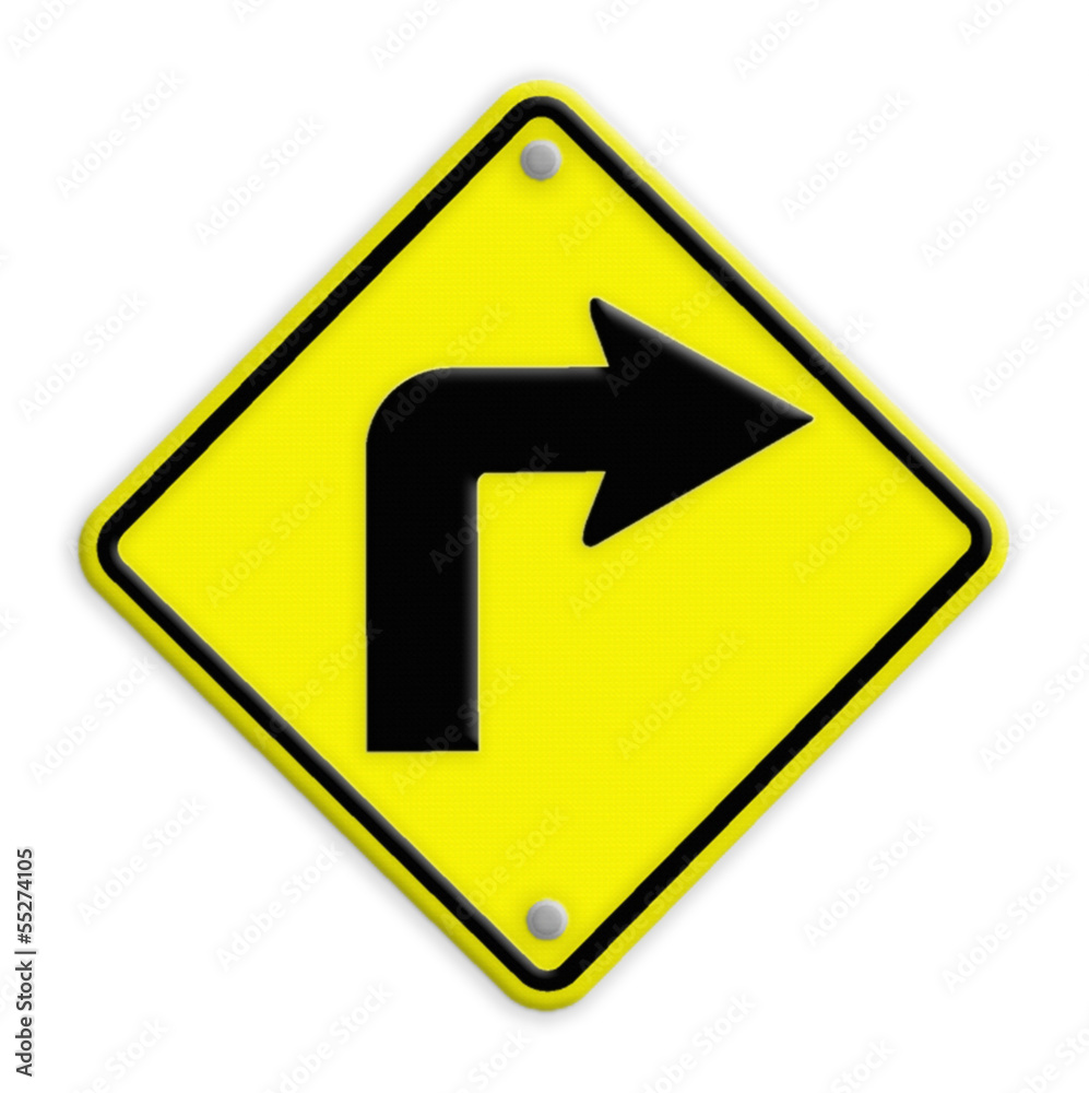 Turn right road sign. Part of a series. Turn right road sign. Part of a series.