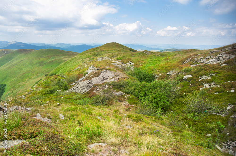 Hiking trail in mountains landscape